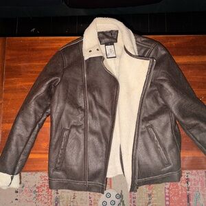 A/X Armani Exchange Dark Brown Bomber Jacket with Cream Interior